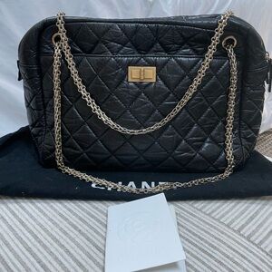 Chanel Aged Calfskin Large Reissue Camera Purse - Black / Gold Hardware